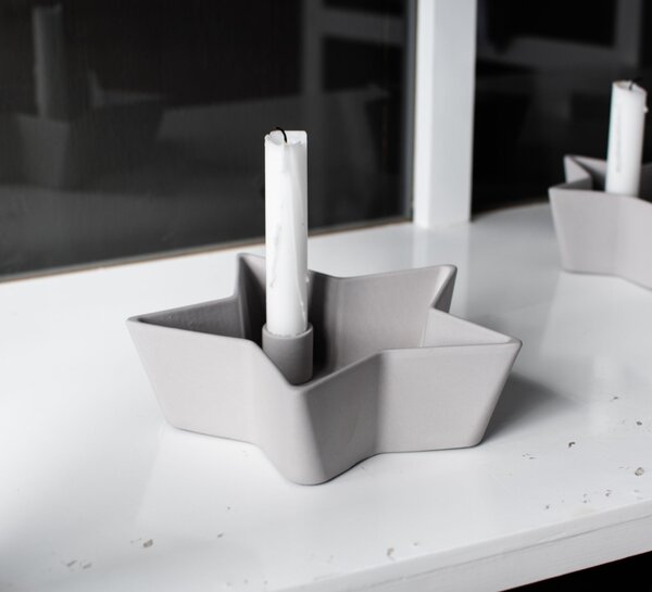 Keramický svícen Lidatorp Star Light Grey L Storefactory Scandinavia