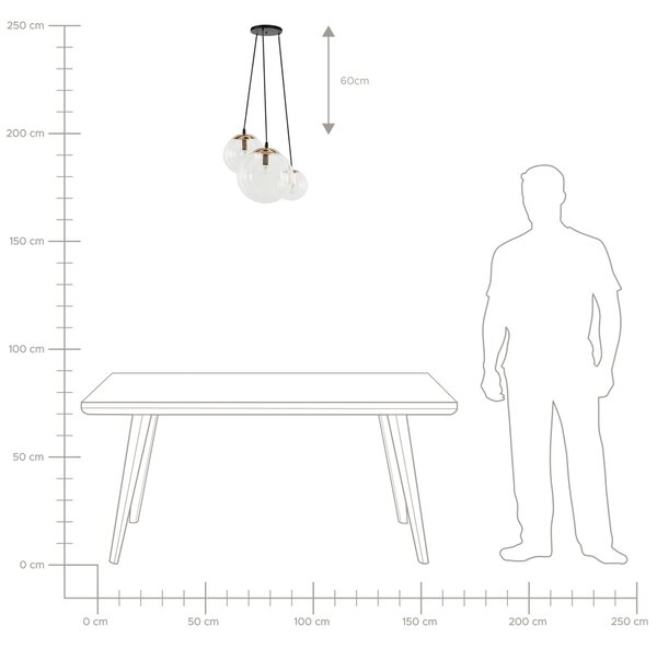 Závěsná lampa LADON Sklo Průhledná