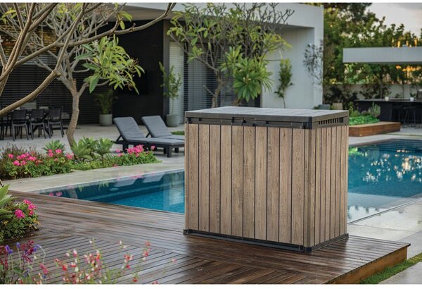 Hnědý plastový zahradní úložný box Deco – Keter