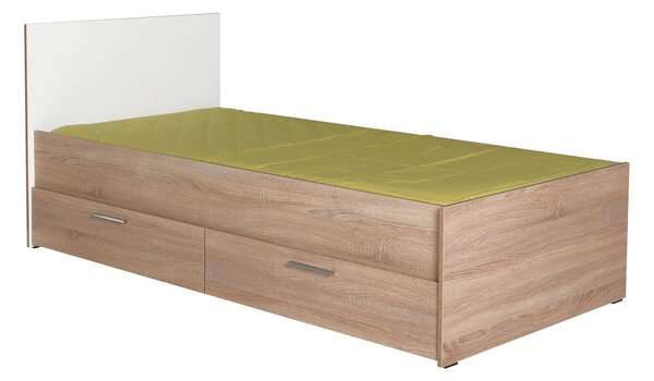 Jednolůžková postel 90 cm Vobima 2 (dub sonoma + bílá) (s roštem) (s úlož. prostorem)