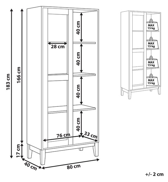 Skleněná vitrína RUMSON 80 cm Bílá