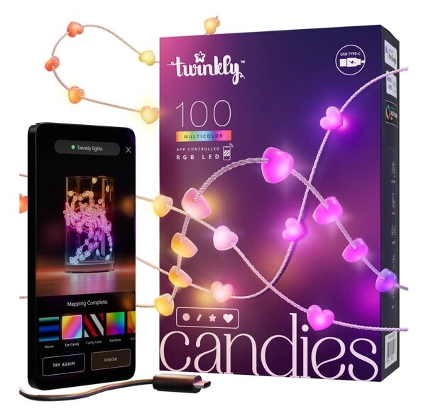 Twinkly TWKH100RGB-T - LED RGB Stmívatelný řetěz 100xLED 8 m USB Wi-Fi