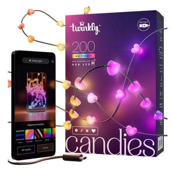 Twinkly TWKH200RGB-G - LED RGB Stmívatelný řetěz 200xLED 14 m USB Wi-Fi