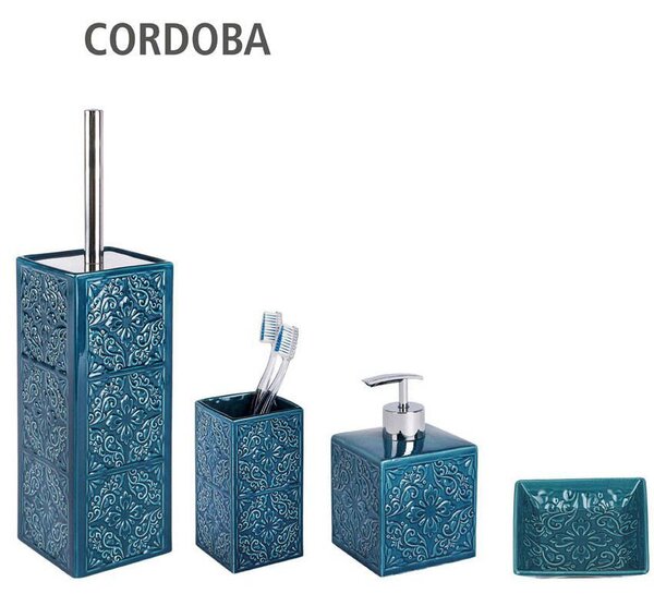 Nádoba na WC CORDOBA DARK BLUE + štětka WC, WENKO