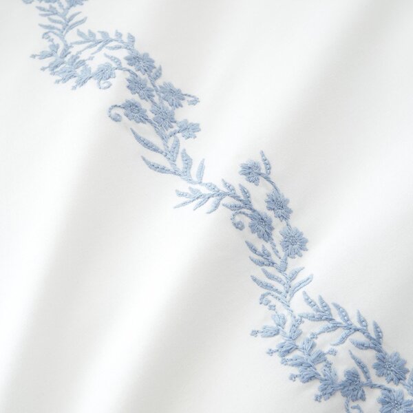 Bílé povlečení na jednolůžko z bavlněného perkálu 135x200 cm Camille Embroidered Floral – Bianca