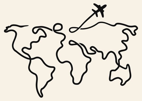 DUBLEZ | Minimalistická mapa světa na zeď | Obraz