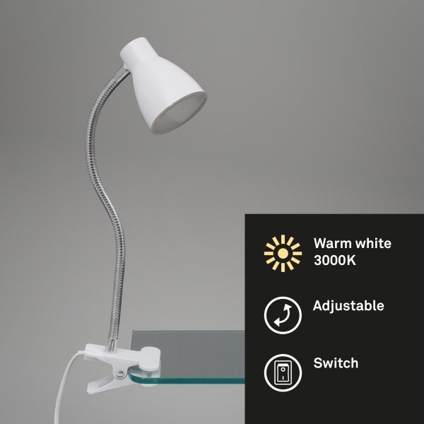 Briloner 2615-016P - LED Lampa s klipem GRIP LED/2,5W/230V bílá