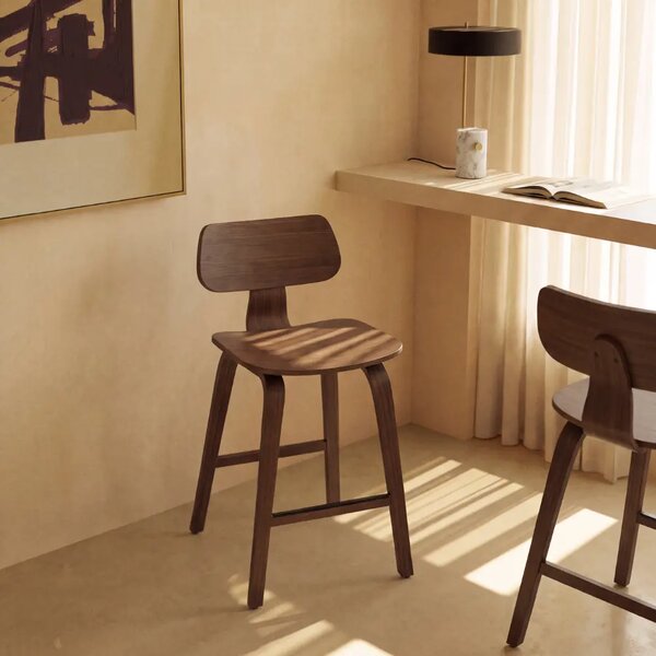 Kave Home Ořechová barová židle Gena 65 cm