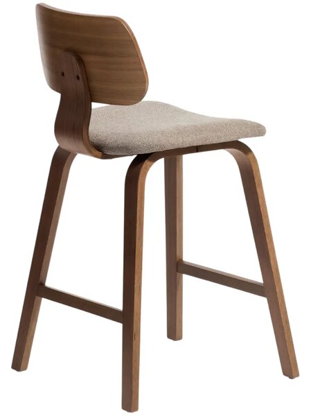 Kave Home Čalouněná ořechová barová židle Gena 66 cm