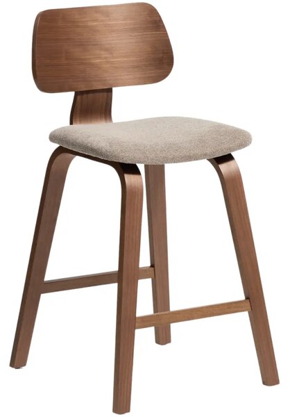 Kave Home Čalouněná ořechová barová židle Gena 66 cm