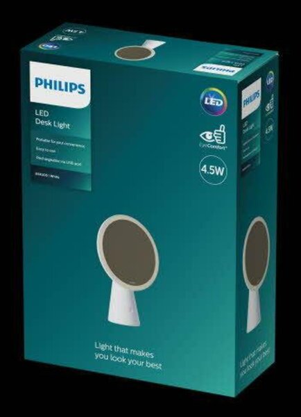 Philips Mirror stolní svítidlo se zrcadlem 1x4,5W 80lm 3000/4000/5000K USB, bílé