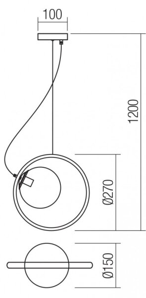 Redo 01-2319 - Lustr na lanku KLEIDI 1xE14/28W/230V pr. 27 cm hnědá