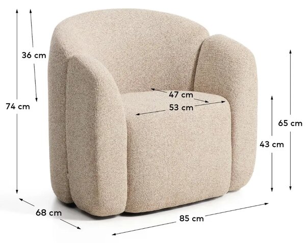 Kave Home Béžové čalouněné křeslo Corvena 85 cm