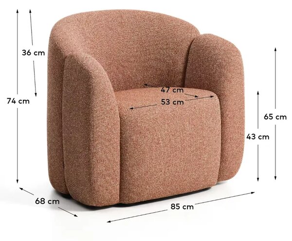 Kave Home Terakotové čalouněné křeslo Corvena 85 cm