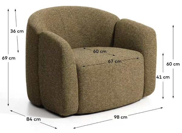 Kave Home Zelené čalouněné křeslo Corvena 98 cm