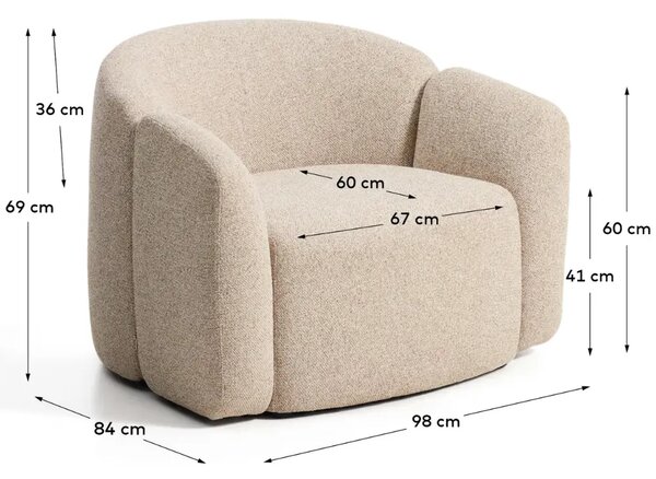 Kave Home Béžové čalouněné křeslo Corvena 98 cm