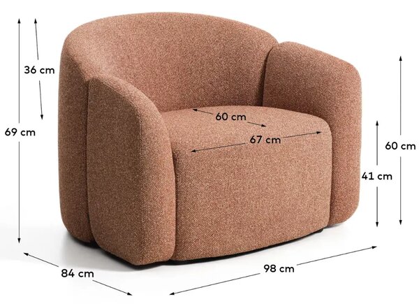 Kave Home Terakotové čalouněné křeslo Corvena 98 cm