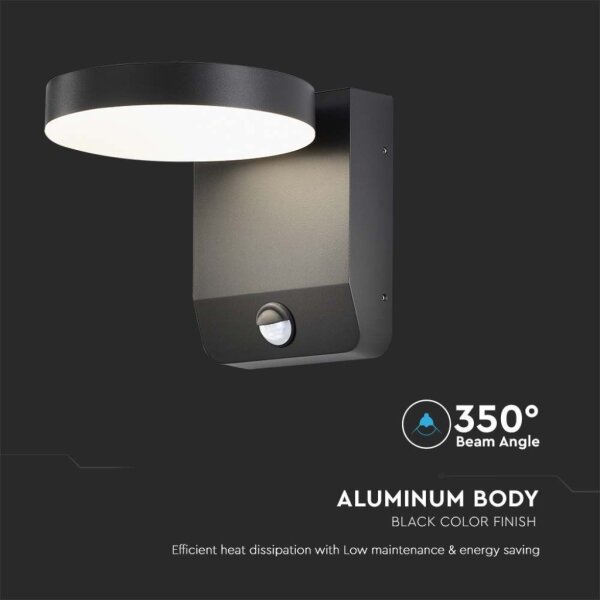 LED Venkovní nástěnné svítidlo se senzorem LED/17W/230V 3000K černá