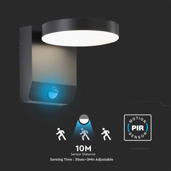 LED Venkovní nástěnné svítidlo se senzorem LED/17W/230V 3000K černá