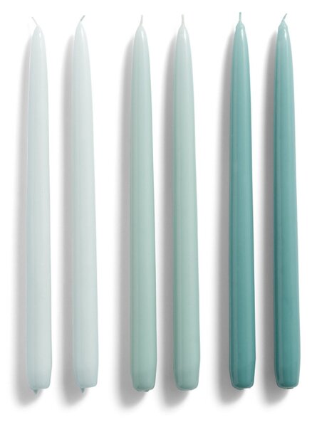 Set 6 ks svíček Conical Ice Blue Arctic Teal HAY