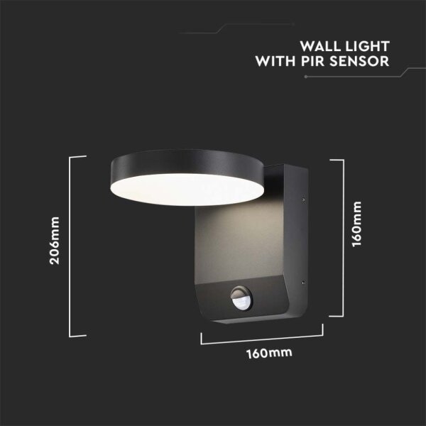 LED Venkovní nástěnné svítidlo se senzorem LED/17W/230V 3000K černá