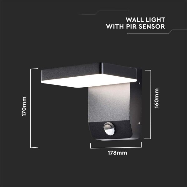 LED Venkovní nástěnné svítidlo se senzorem LED/17W/230V 4000K černá