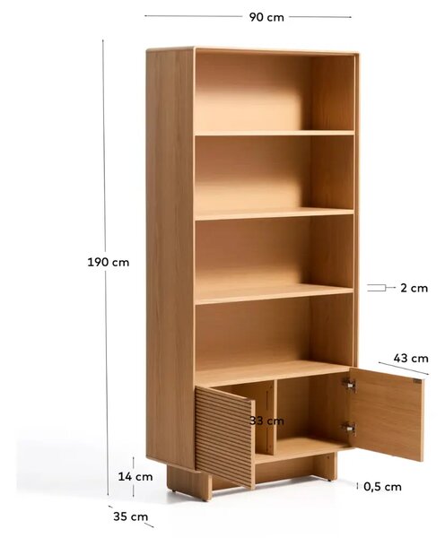 Kave Home Dubový regál Norlen 190 x 90 cm