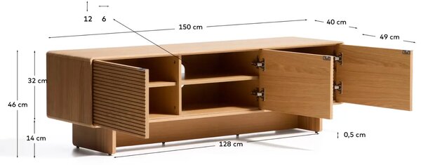 Kave Home Dubový TV stolek Norlen 150 x 40 cm