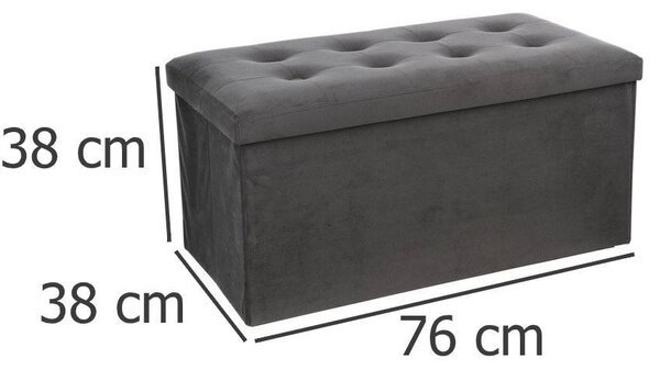 Velký pouf s odkládací přihrádkou v šedé barvě, pouf na chodbu, pouf na pokoj, skládací pouf, sedadlo, pouf
