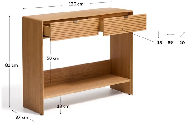 Kave Home Dubová komoda Norlen 120 x 37 cm