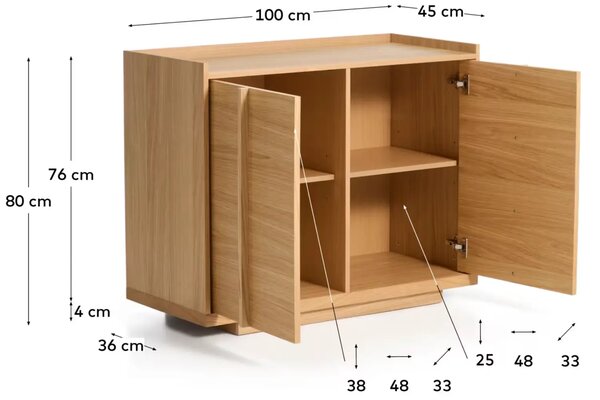 Kave Home Dubová komoda Onix 100 x 45 cm