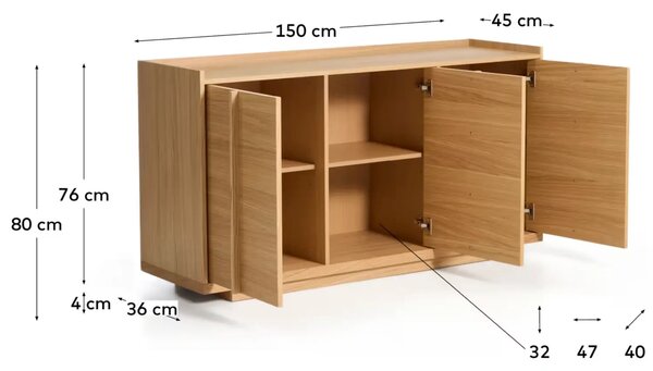 Kave Home Dubová komoda Onix 150 x 45 cm