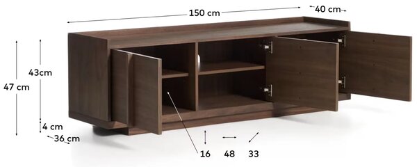 Kave Home Ořechový TV stolek Onix 150 x 40 cm