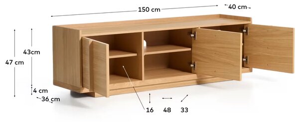 Kave Home Dubový TV stolek Onix 150 x 40 cm