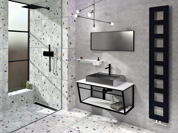 Sapho Sapho, SKA Konstrukce pod umyvadlo 750x400x460mm, černá mat, s bílou MDF policí, SKA102