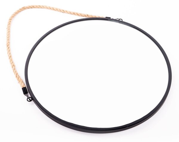 Závěsné zrcadlo v kovovém rámu, průměr 37 cm