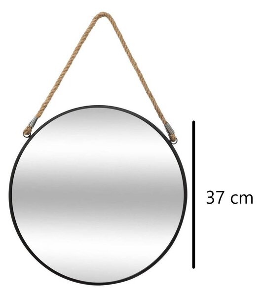 Závěsné zrcadlo v kovovém rámu, průměr 37 cm