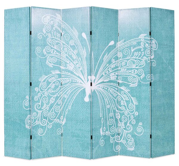Skládací paraván 228 x 170 cm motýl modrý