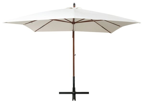 Závěsný slunečník 300 x 300 cm dřevěná tyč bílý