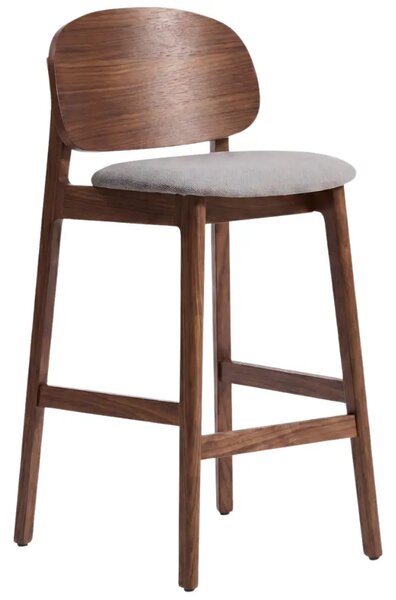 Kave Home Hnědá barová židle Ludara s čalouněným sedákem 69 cm