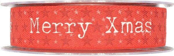 POSLEDNÍ KUS! Vánoční stuha MERRY CHRISTMAS červená 25mm x 20m (4,-Kč/m)
