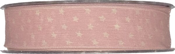 Vánoční stuha MINI STARS pastelově růžová 25mm x 20m (4,-Kč/m)POSLEDNÍ KUS