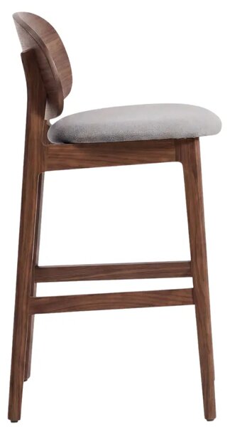 Kave Home Hnědá barová židle Ludara s čalouněným sedákem 69 cm