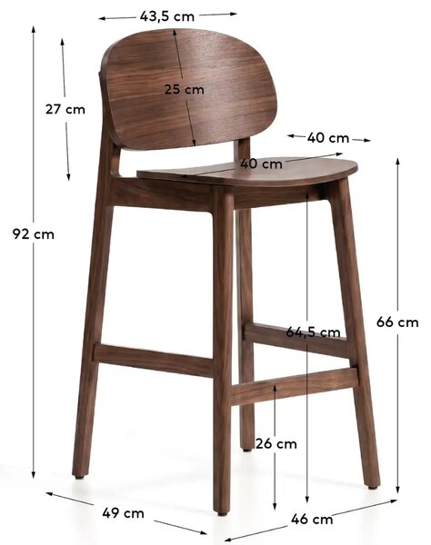 Kave Home Hnědá barová židle Ludara 66 cm