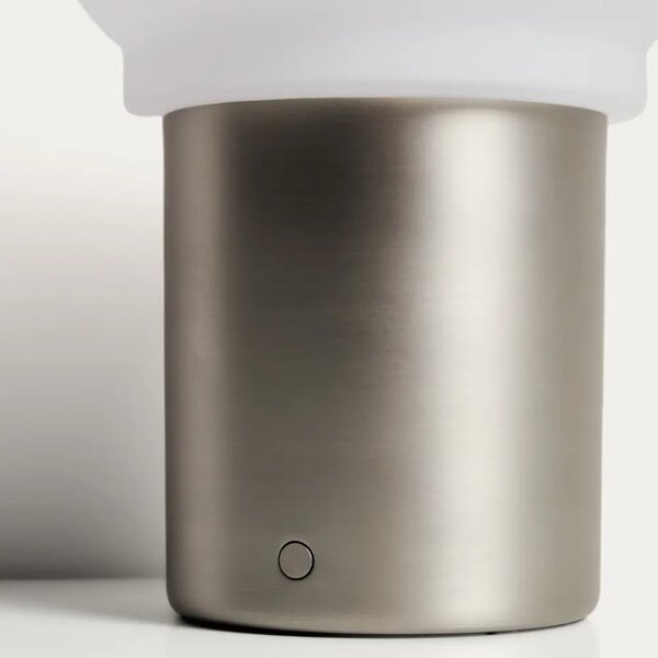 Kave Home Stříbrná kovová stolní LED lampa Leruna 27 cm