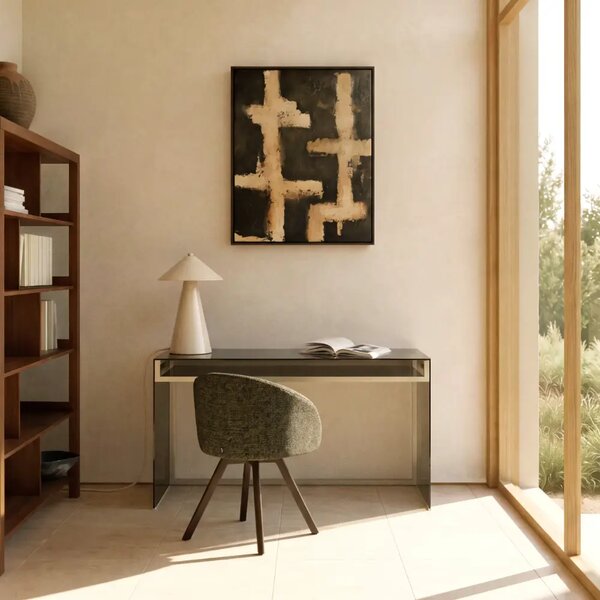 Kave Home Hnědý skleněný pracovní stůl Adile 142 x 62 cm
