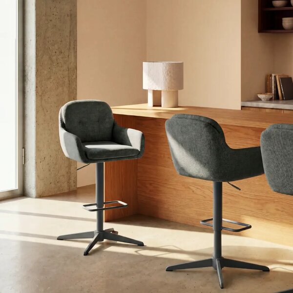 Kave Home Tmavě zelená otočná barová židle Lexa 65-85 cm
