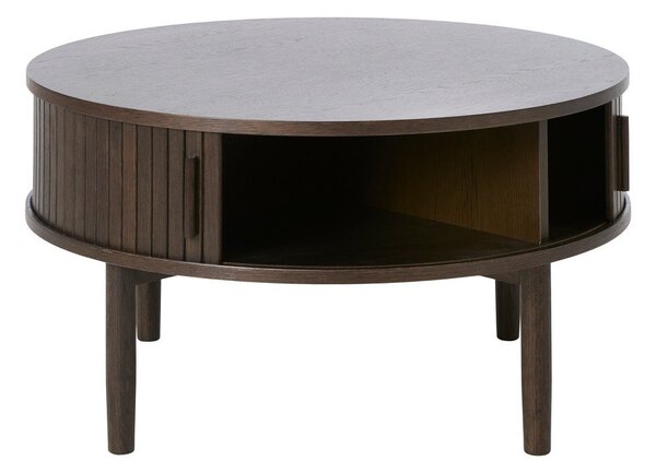 Kulatý konferenční stolek v dekoru dubu v tmavě přírodní barvě ø 85 cm Meta – Unique Furniture