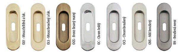 Mušle na posuvné dveře MP OVÁL FT 3665 BB/S, OLS mosaz broušená a lakovaná, MP OLS (mosaz broušená a lakovaná)