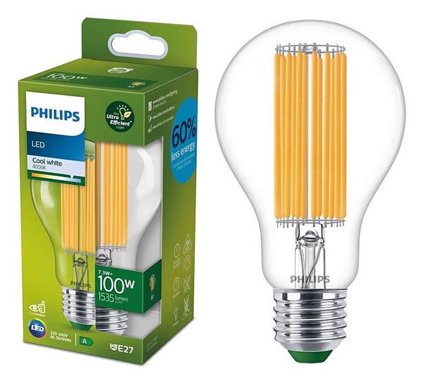 LED Žárovka ULTRAEFFICIENT FILAMENT Philips A60 E27/7,3W/230V 4000K